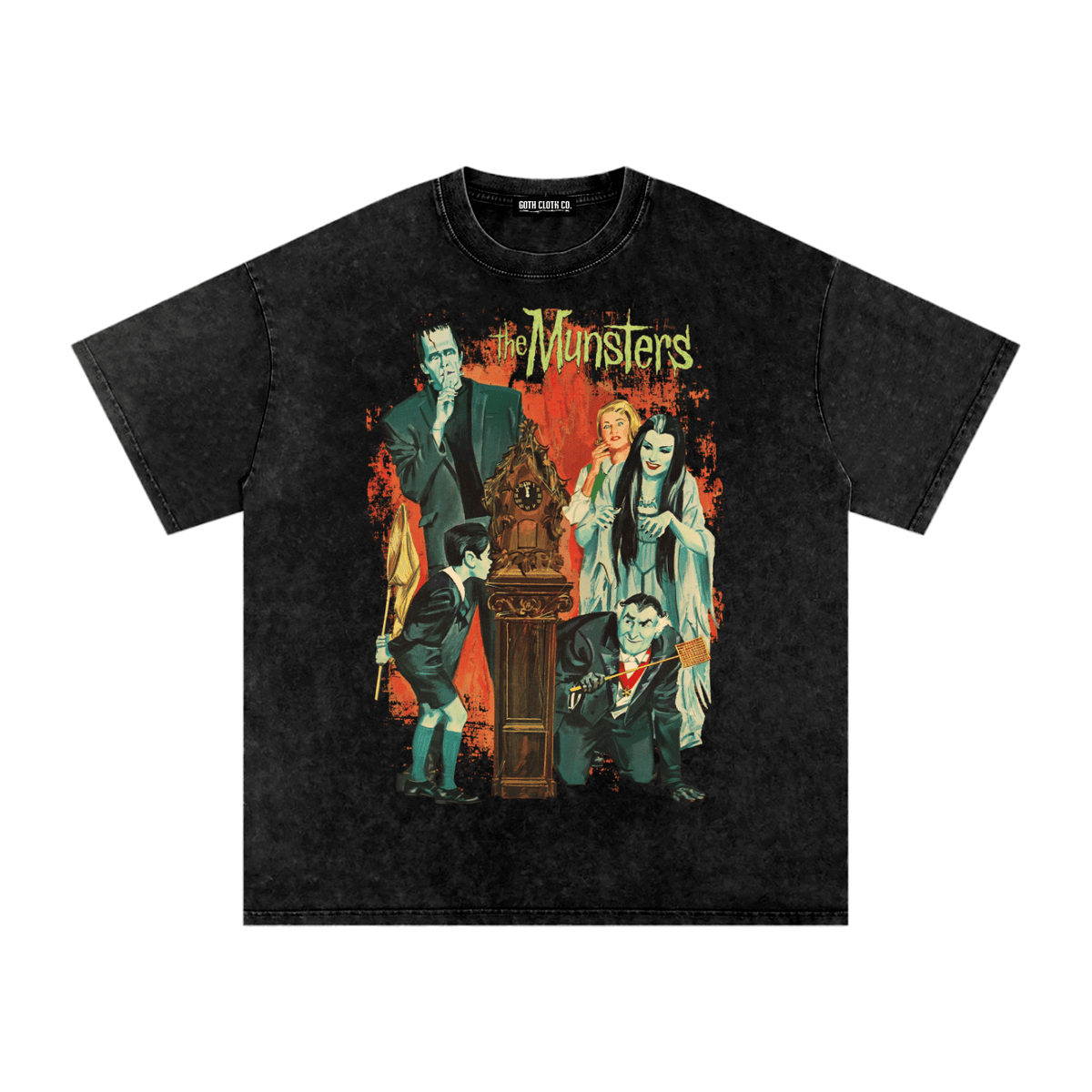 The Munsters Vintage Acid Wash Oversized T-Shirt - Goth Cloth Co.gymwear260811PODPQ9367043
