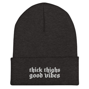 Thick Thighs Good Vibes Embroidered Knit Beanie - Goth Cloth Co.2642054_12881
