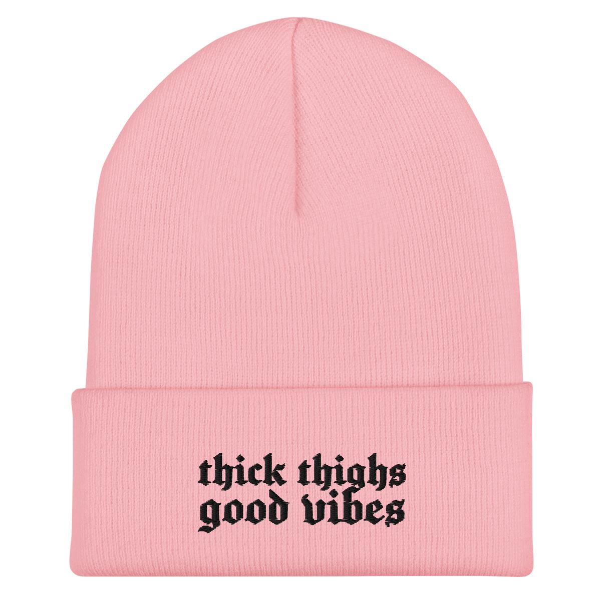 Thick Thighs Good Vibes Embroidered Knit Beanie - Goth Cloth Co.3198579_17494