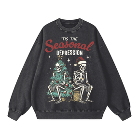 Tis the Seasonal Depression Snow Washed Oversized Sweatshirt (Limited Edition) - Goth Cloth Co.251028PODRA0240001