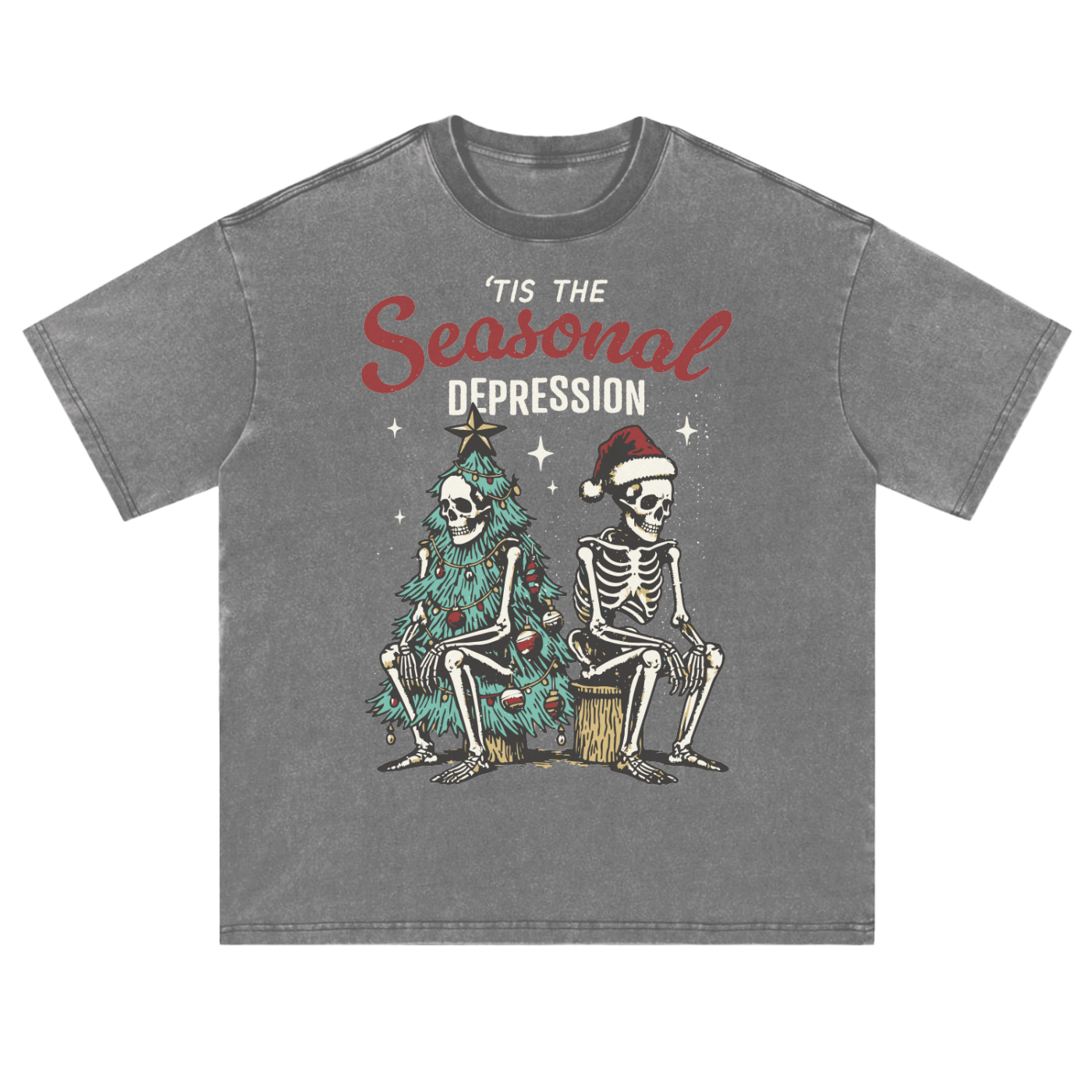 Tis the Seasonal Depression Vintage Washed Fluffy Tee (Limited Edition) - Goth Cloth Co.251028PODPQ0238001