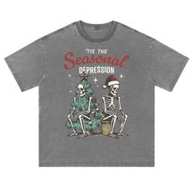Tis the Seasonal Depression Vintage Washed Fluffy Tee (Limited Edition) - Goth Cloth Co.251028PODPQ0238001