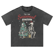 Tis the Seasonal Depression Vintage Washed Fluffy Tee (Limited Edition) - Goth Cloth Co.251028PODPQ0238006