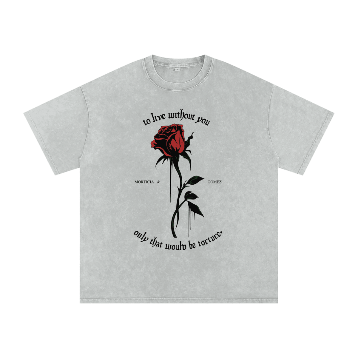 To Live Without You Acid Wash Oversized Tee - Goth Cloth Co.260806PODPQ0684013