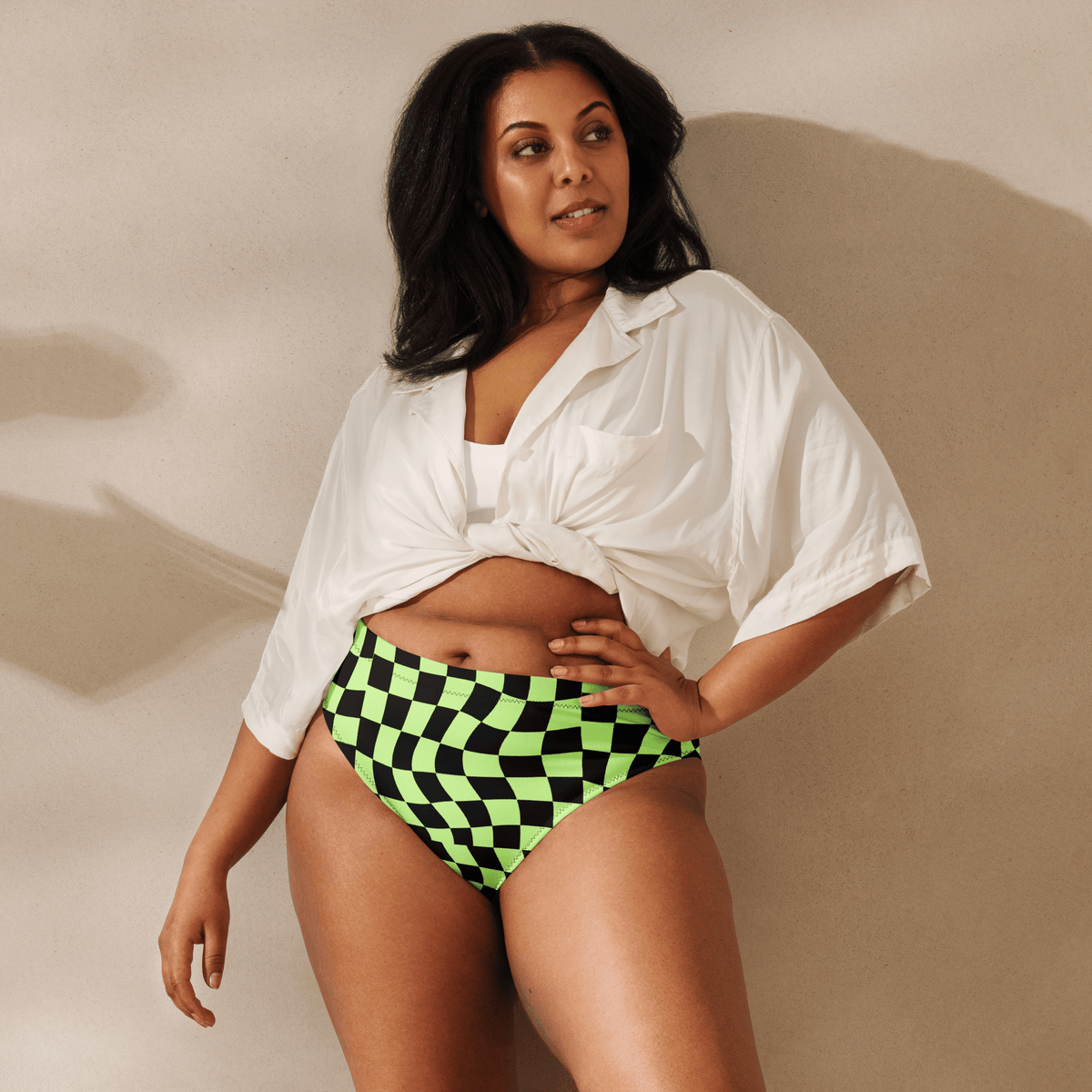 Toxic Tiles Checkerboard High - Waisted Sport Bikini Bottoms - Goth Cloth Co.2748922_12042