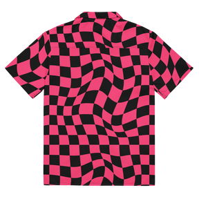 Twisted Tiles Pink Checkerboard Button Up Shirt (READY TO SHIP) - Goth Cloth Co.20923445789992698000