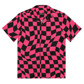 Twisted Tiles Pink Checkerboard Button Up Shirt (READY TO SHIP) - Goth Cloth Co.20923445789992698000