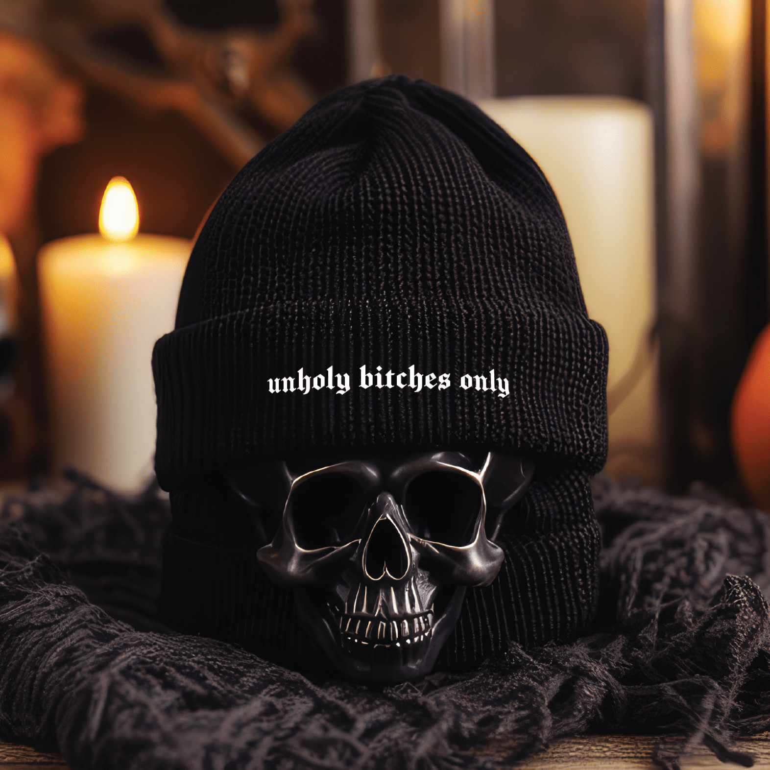 Unholy Bitches Only Knit Beanie - Goth Cloth Co.3584712_8941