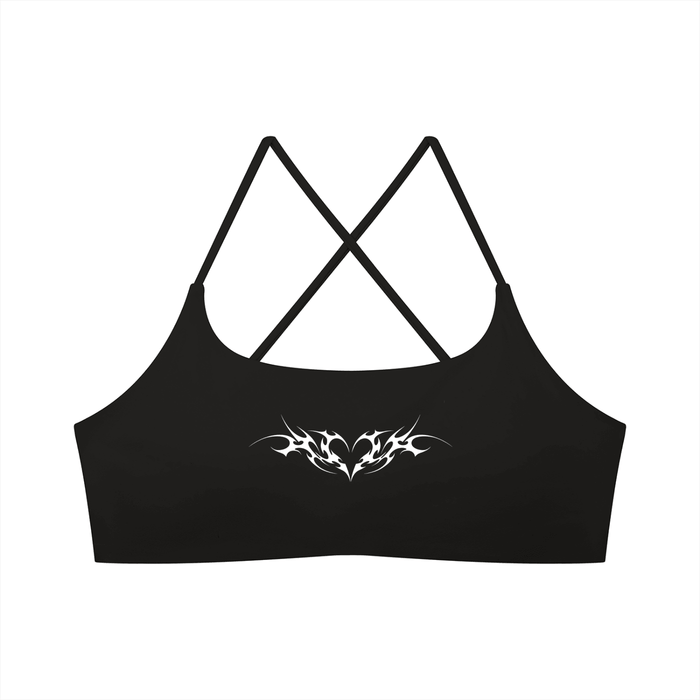 Venom Heart Women's Cross Strap Sports Bra - Goth Cloth Co.gymwear260905PODCI0772001