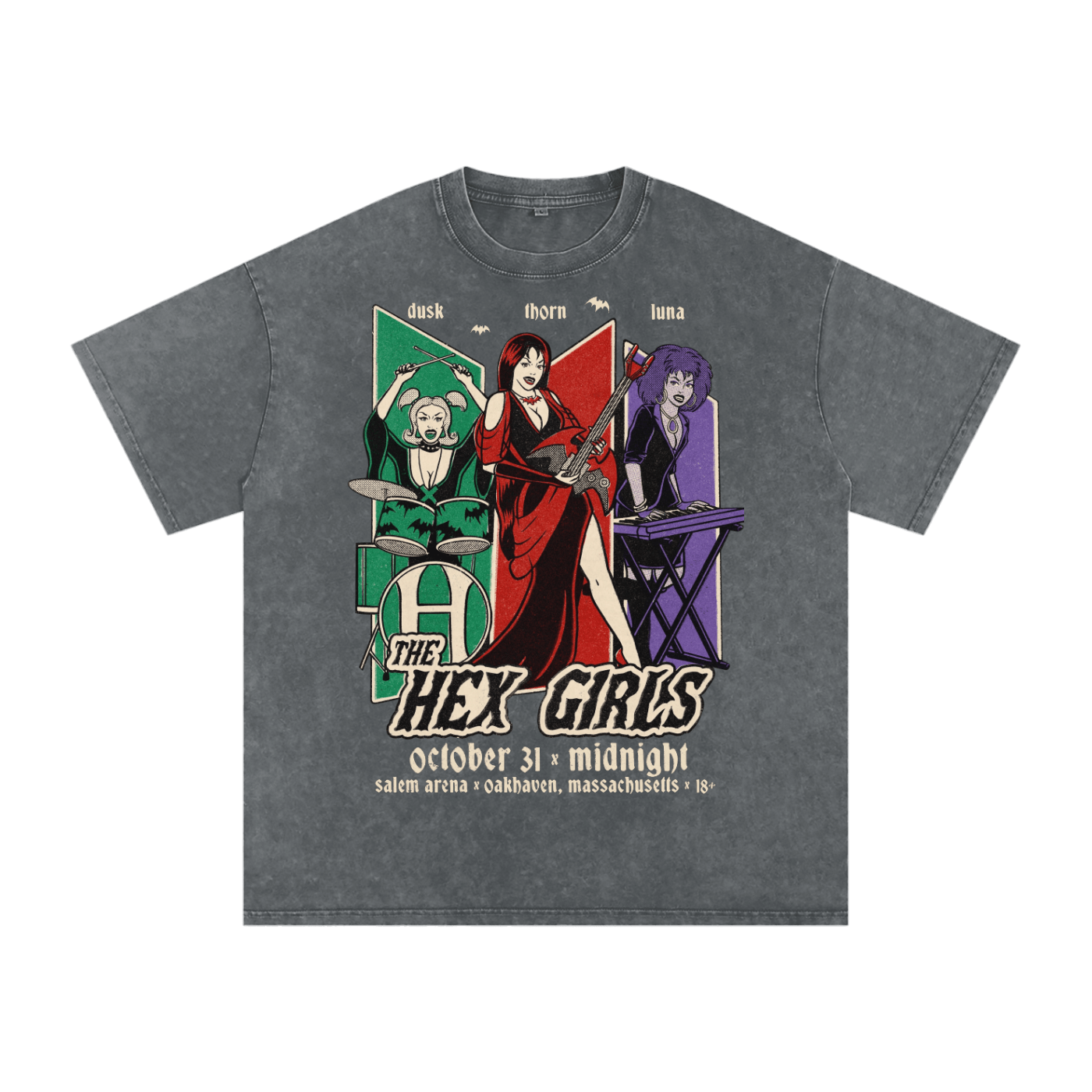 さき　&TEAM JO Tシャツ Vintage Hex Girls Acid Wash Oversized Tee