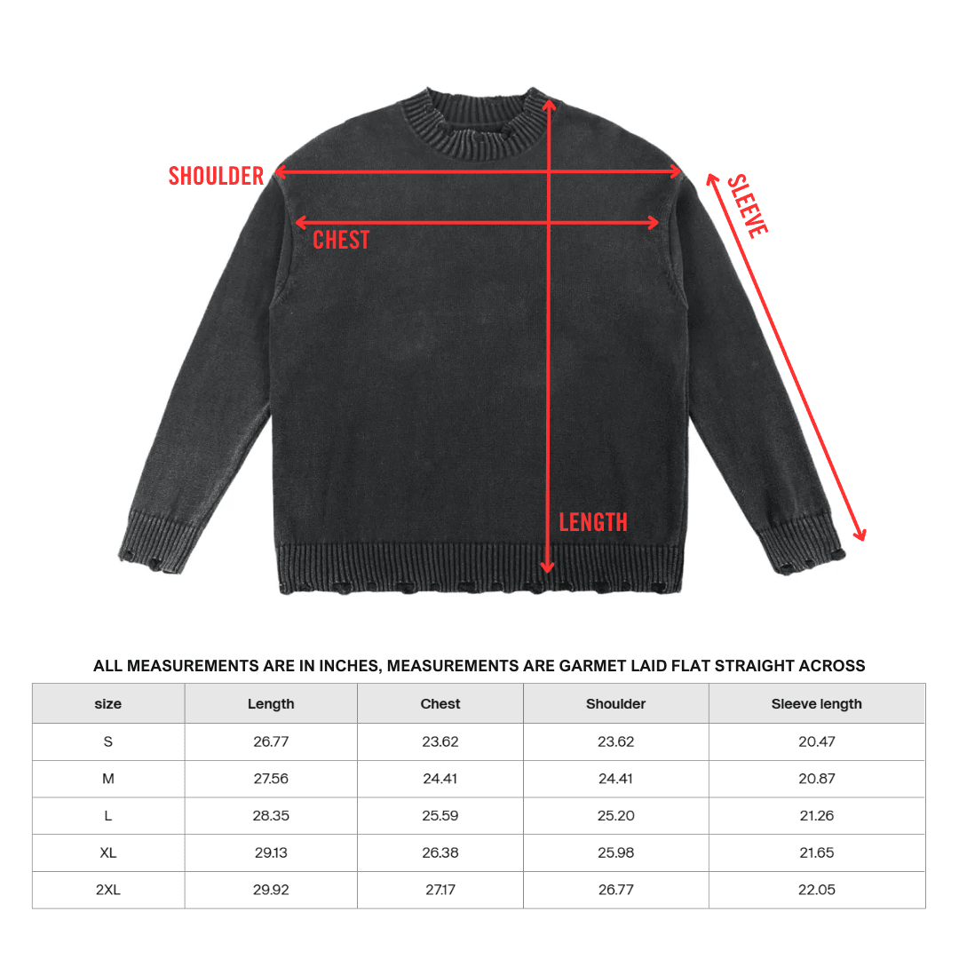 Vintage Washed Hand - Frayed Sweater - Goth Cloth Co.251210PODUU0828011