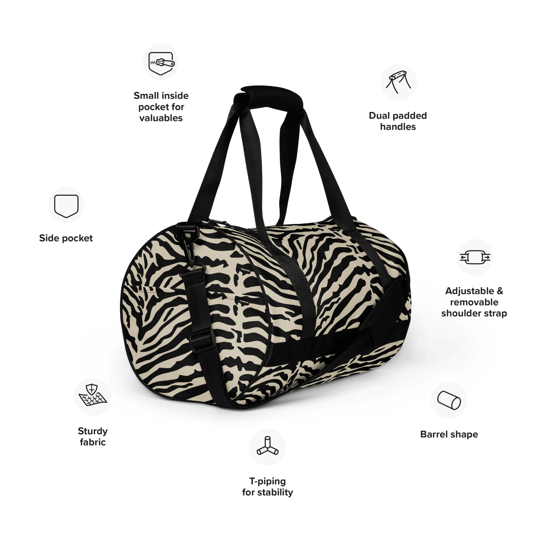 Vintage Zebra Duffle Bag - Goth Cloth Co.gymwear7261863_15155