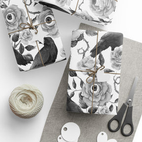 Watchful Eyeball and Raven Spooky Gift Wrap (3 Sheets) - Goth Cloth Co.7219129_17373