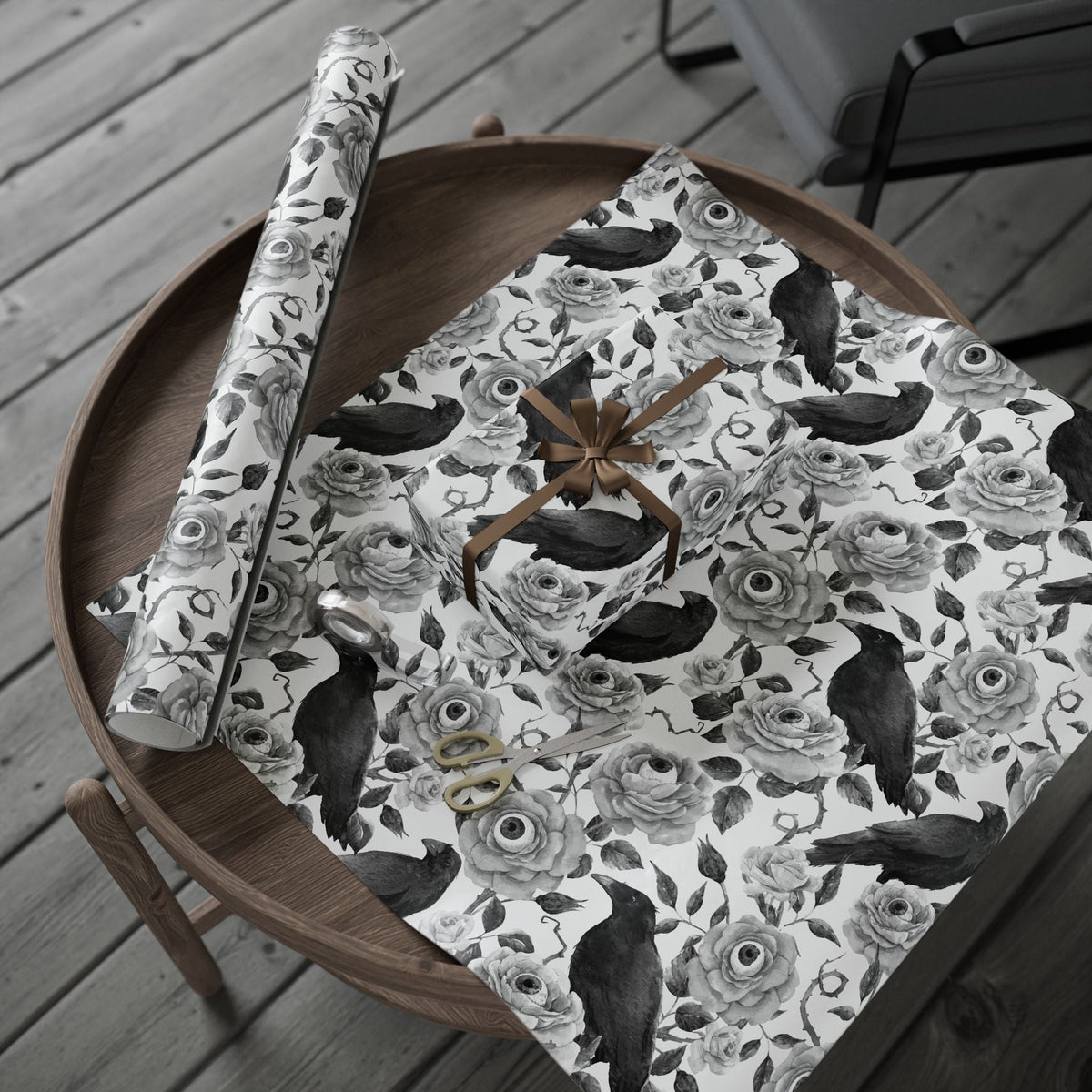 Watchful Eyeball and Raven Spooky Gift Wrap - Goth Cloth Co.Home Decor17750515568660596318