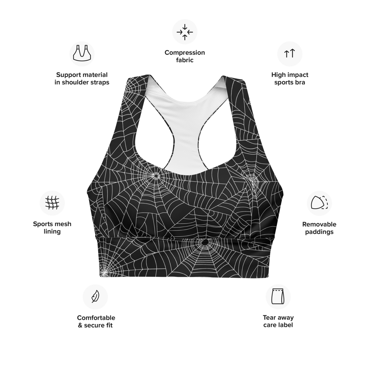 Web Weaver Longline Sports Bra - Goth Cloth Co.4026337_12290