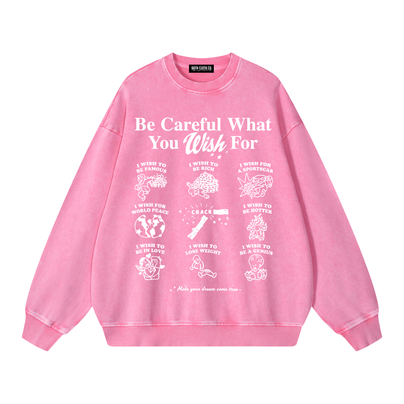 What You Wish For Acid Wash Sweatshirt - Goth Cloth Co.gymwear260815PODRA0513001