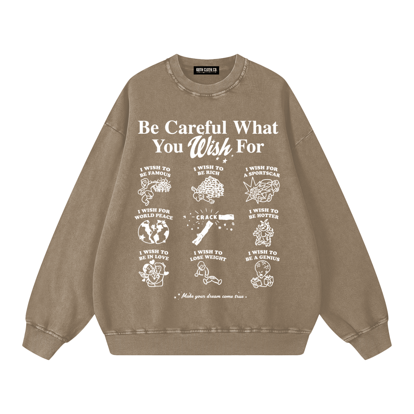 What You Wish For Acid Wash Sweatshirt - Goth Cloth Co.gymwear260815PODRA0513006