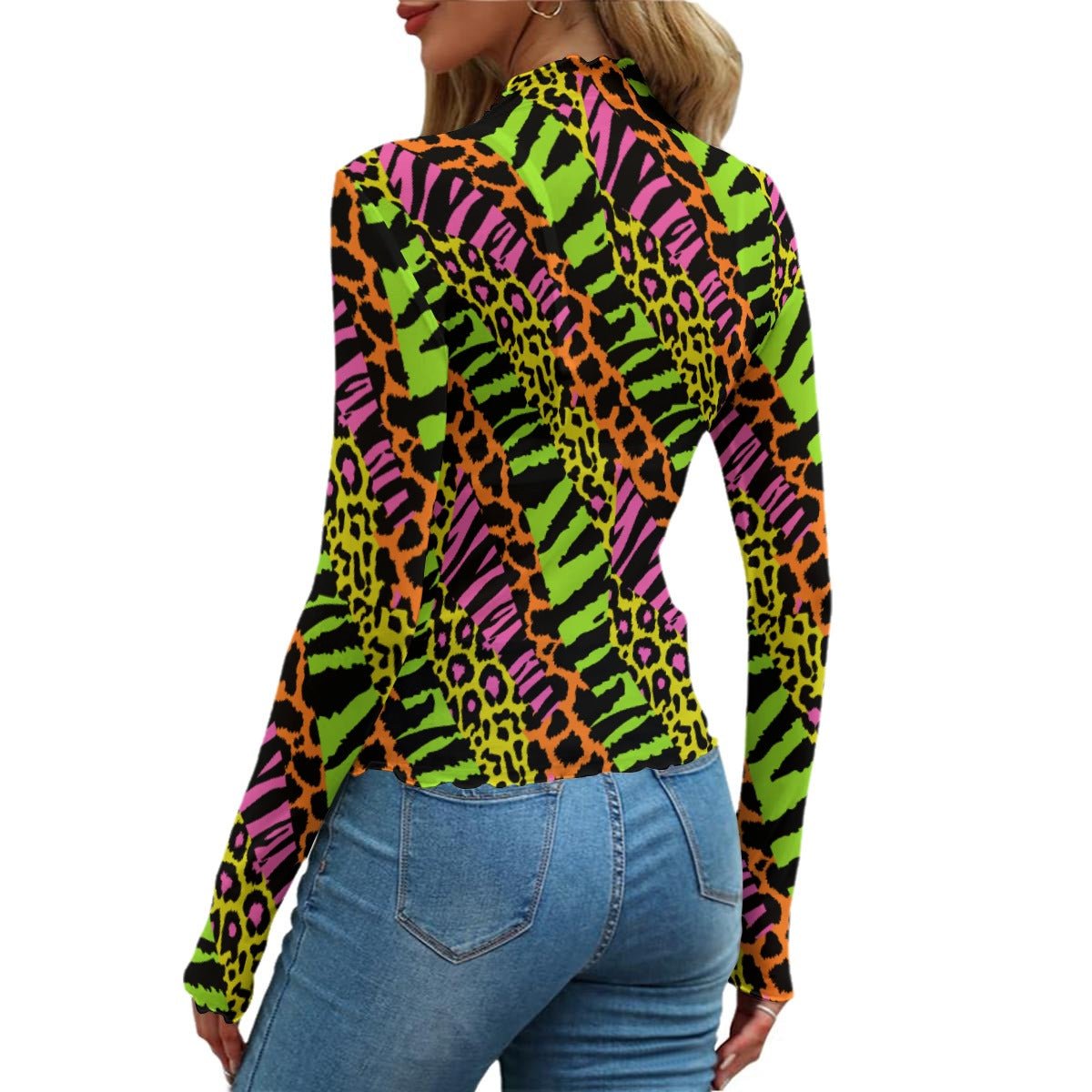 Wild Thing Women's Long Sleeve Mesh Top - Goth Cloth Co.ADS-3WTXWC16-PFCWU-FFFFFF-XS
