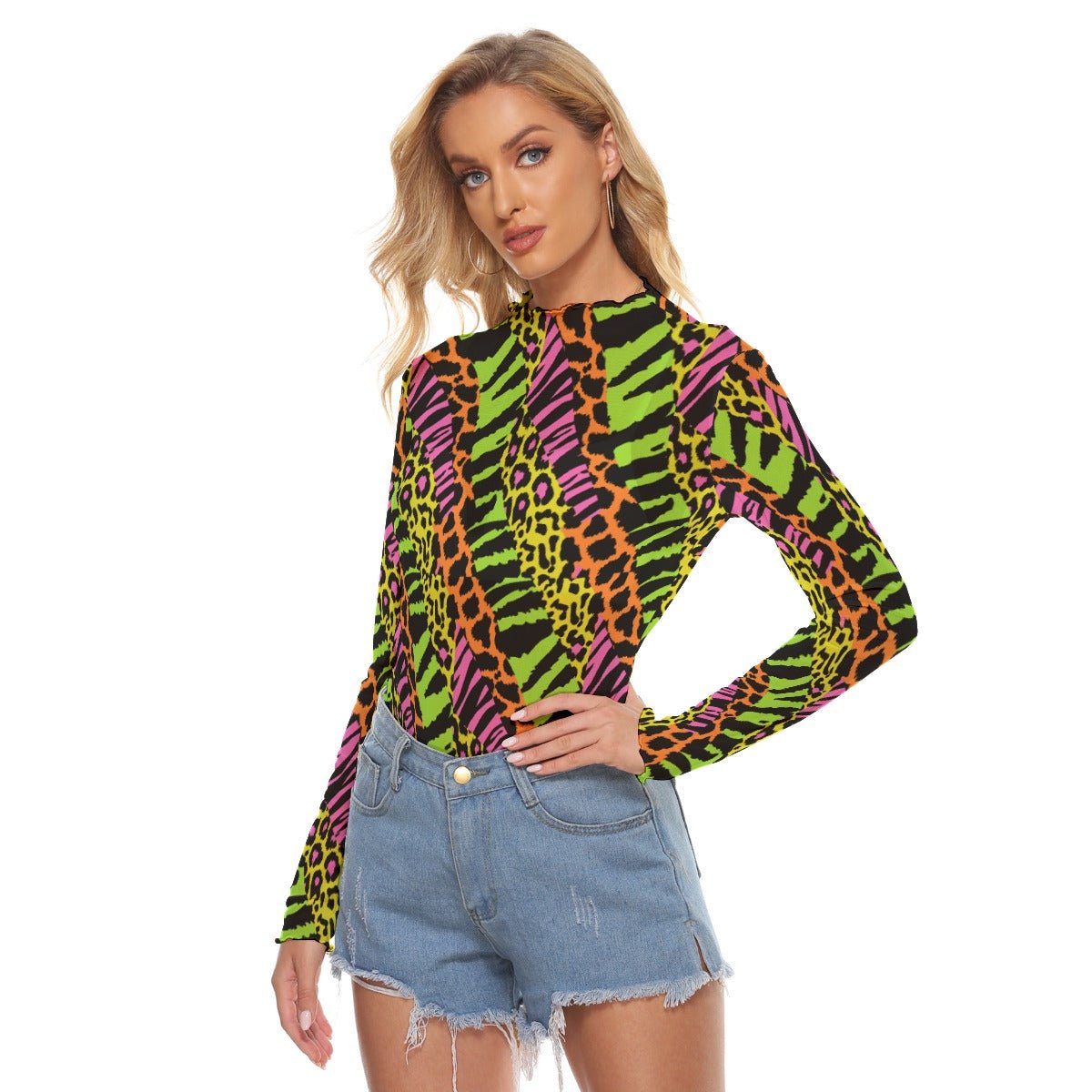 Wild Thing Women's Long Sleeve Mesh Top - Goth Cloth Co.ADS-3WTXWC16-PFCWU-FFFFFF-XS