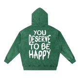You Deserve to be Happy Acid Wash Fleece Hoodie - Goth Cloth Co.gymwear261010PODRB0447#011