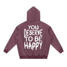 You Deserve to be Happy Acid Wash Fleece Hoodie - Goth Cloth Co.gymwear261010PODRB0447#016