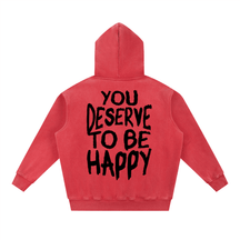 You Deserve to be Happy Acid Wash Fleece Hoodie - Goth Cloth Co.gymwear261010PODRB0505#016