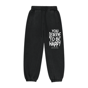 You Deserve to be Happy Vintage Wash Joggers