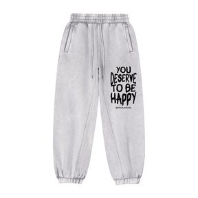 You Deserve to be Happy Vintage Wash Joggers