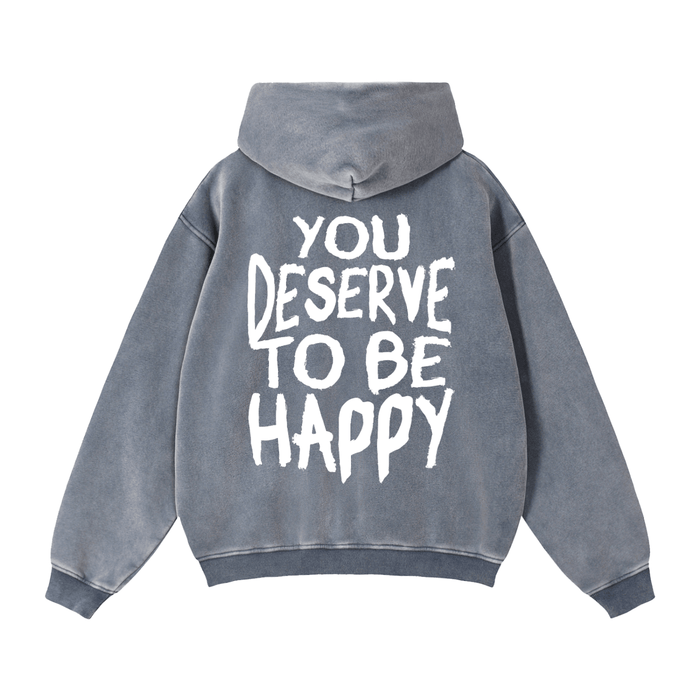 You Deserve to be Happy Zip Up Fleece Hoodie - Goth Cloth Co.gymwear261010PODTZ0384#011